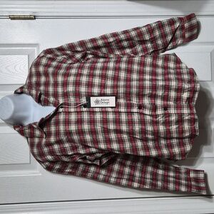 Alpine Design Red and White Plaid Button Down Shirt NWT Size M